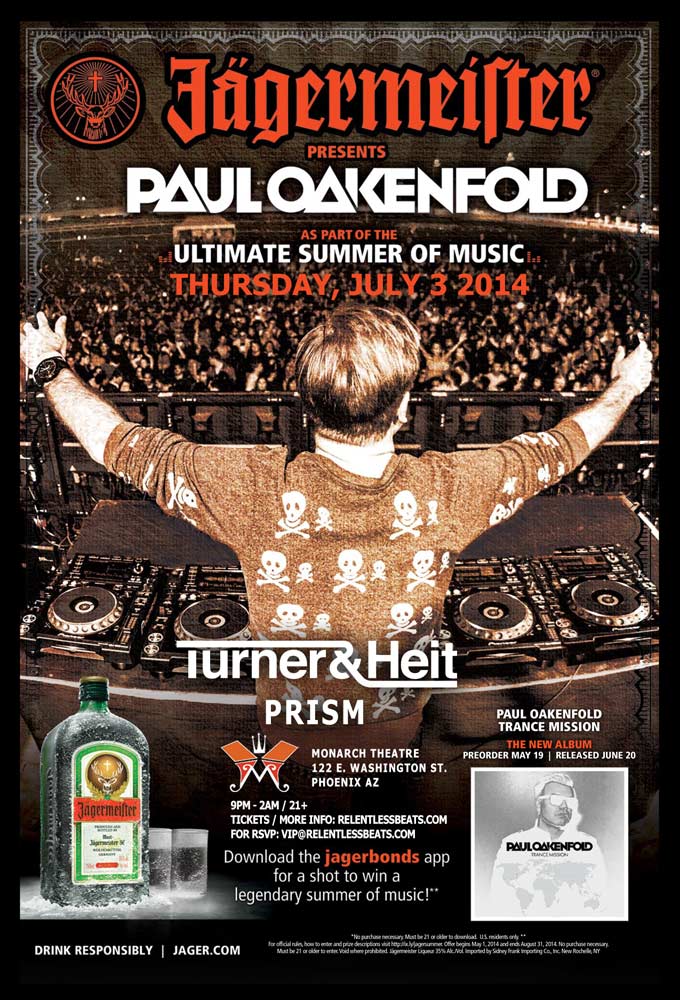 Jagermeister Presents Paul Oakenfold at Monarch Theatre on 07/03/14