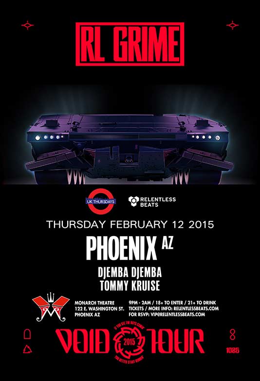 RL Grime, Djemba Djemba, Tommy Kruise @ Monarch Theatre - Void Tour on 02/12/15