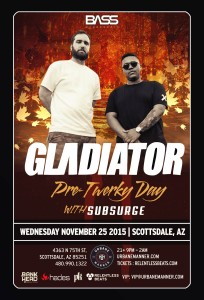 Bass Wednesday presents Pre-Twerky Day Party w/ Gladiator on 11/25/15