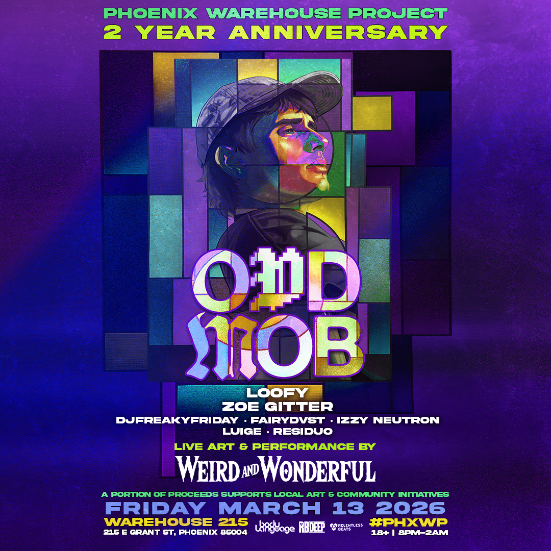 Flyer for Odd Mob | Phoenix Warehouse Project 2 Year Anniversary