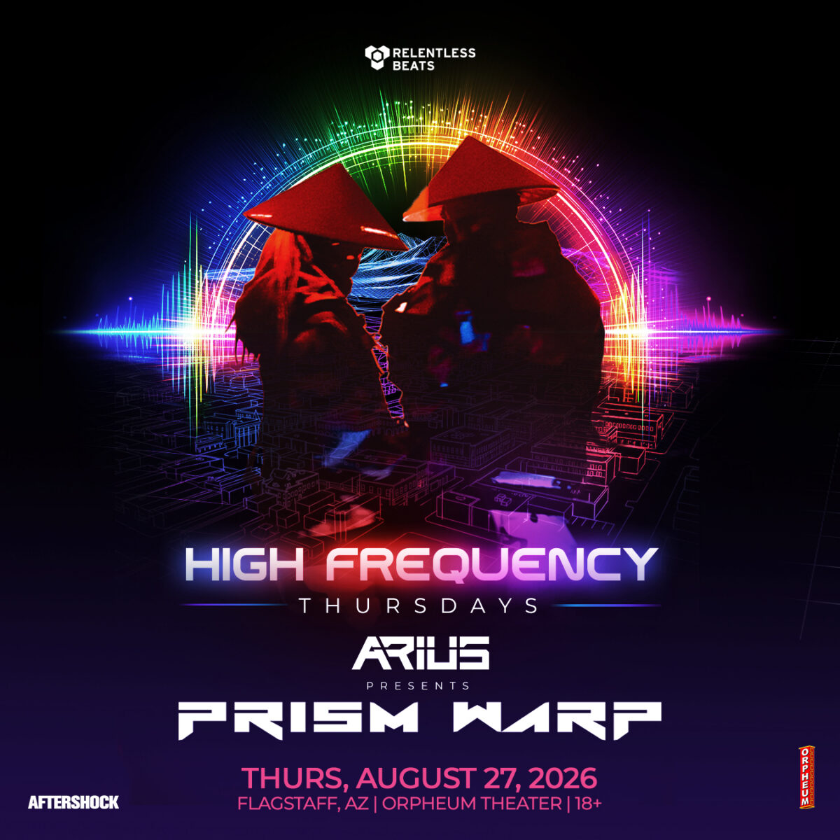Flyer for ARIUS Presents Prism Warp